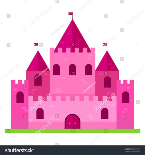 Cartoon Pink Castle Flat Design Vector Stock Vector (Royalty Free ...