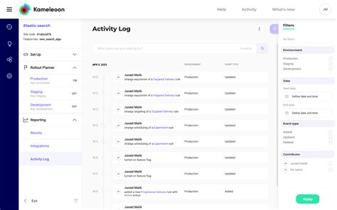 Kameleoon User Manual Use The Activity Logs Kameleoon User Manual