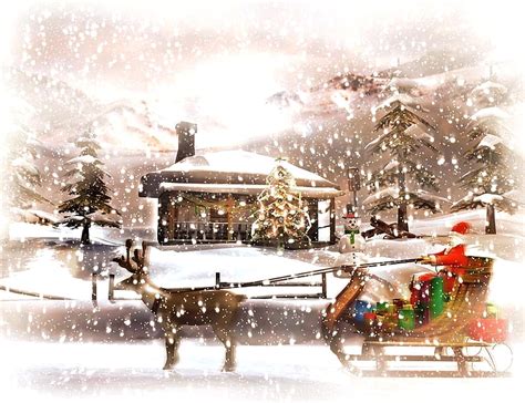 Sleigh Ride Pretty Art Snow Winter Hd Wallpaper Peakpx