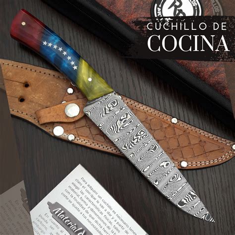 Cuchillo De Cocina En Acero De Damasco Patrón Aleatorio Cuchillos Artesanales Rp