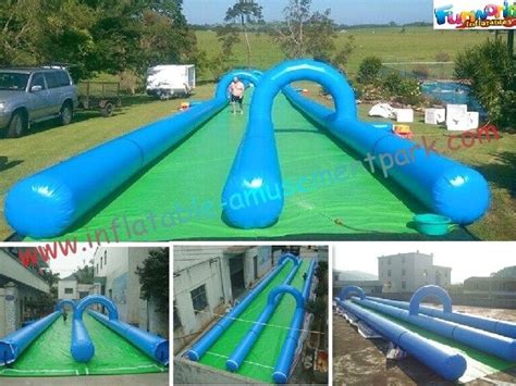 Custom Double Lane Outdoor Adult Inflatable Water Slide For Play Center Rental