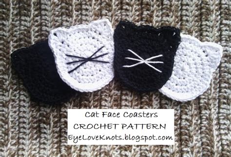 Cat Face Coasters - Free Crochet Pattern - EyeLoveKnots