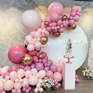 Peach Pink Balloon Arch Garland Kit Rose Gold Chrome Latex Etsy