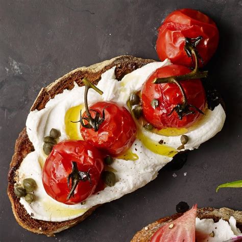 Roasted Cherry Tomato And Goat Cheese Tartines Recipe Eatingwell