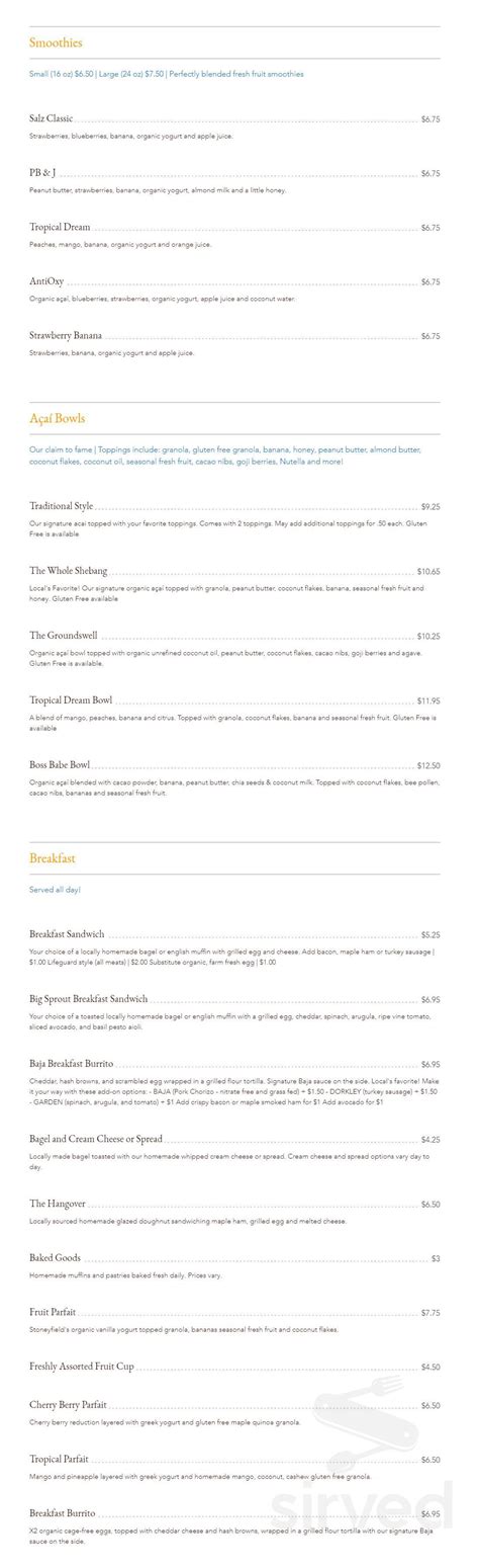 Groundswell Surf Café Menu In Salisbury Massachusetts Usa