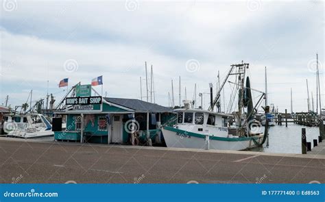 Rockport Tx 3 Feb 2020 Moms Bait Shop And Shrimp Boat In Marina