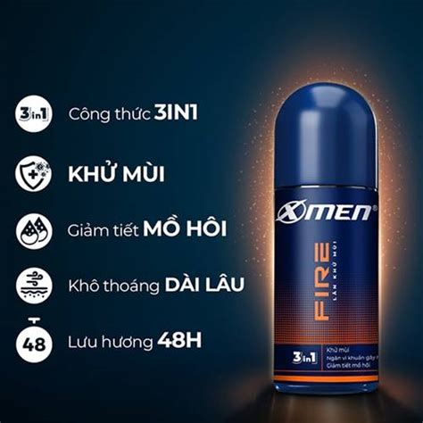 Lăn Khử Mùi Hương Thơm Mạnh Mẽ X-Men Fire Active 50ml