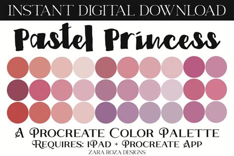 Pastel Princess Procreate Color Palette Swatches