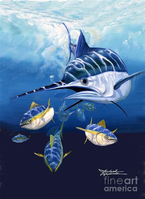 Blue Marlin Painting By Michael Alexander Fine Art America