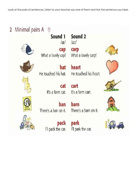 Minimal Pairs Activity Online Exercise For Live Worksheets