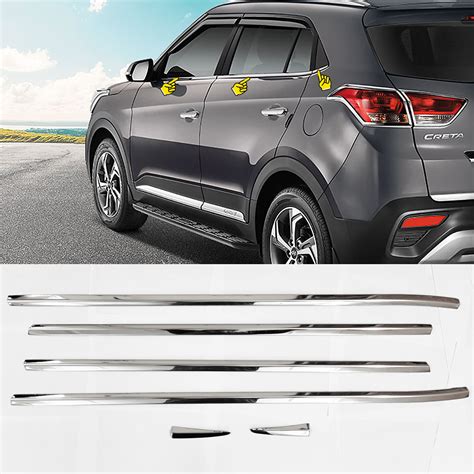 Hyundai Creta 2018 2020 Lower Window Chrome Garnish Trims Set Of 6Pcs