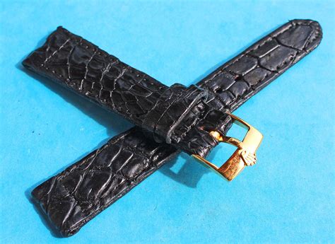 Rolex Original Dark Black Crocodile Leather Strap Watch New 20mm With