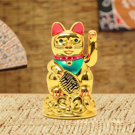 Maneki Neko Lucky Cat Agitant Avec Bras Mobile Chat Porte Bonheur