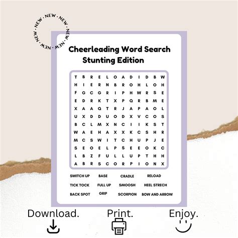 Cheerleading Word Search Stunting Edition Etsy