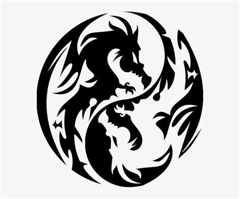 Stencil Chinese Yin Japanese Dragon Yang Clipart Circle Dragon Tribal