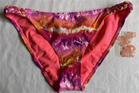 JOE BOXER JR S M BIKINI BOTTOMS BRAID DETAIL TIE DYE SHERBERT COLORS