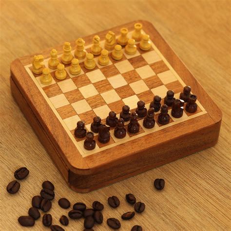 Unicef Market Hand Carved Wood Mini Travel Chess Set Traveling With