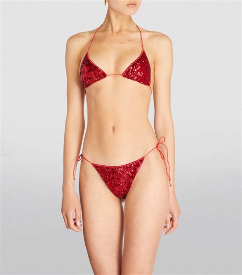 Womens Oséree red Sequinned Micro Bikini Harrods US