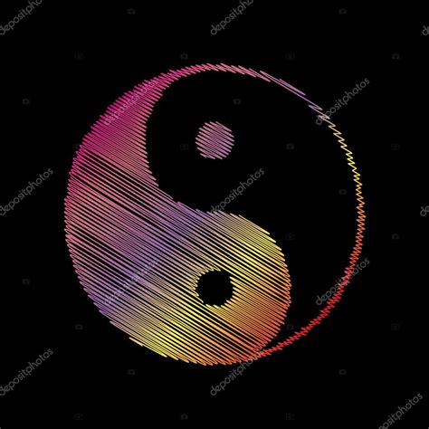 Ying Yang Symbol Of Harmony And Balance Coloful Chalk Effect On Black