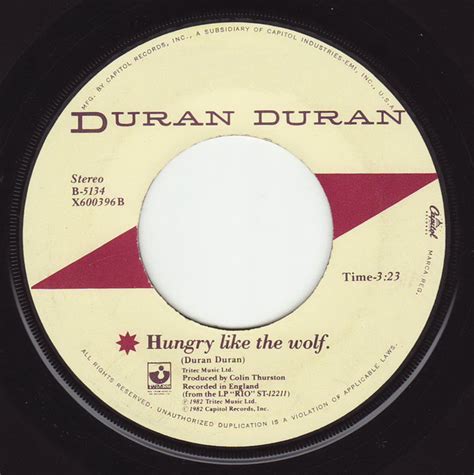 Duran Duran – Hungry Like The Wolf (1982, Vinyl) - Discogs