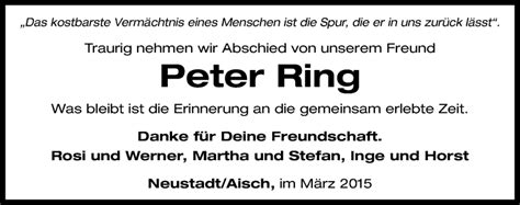 Traueranzeigen Von Peter Ring Trauer Flz De