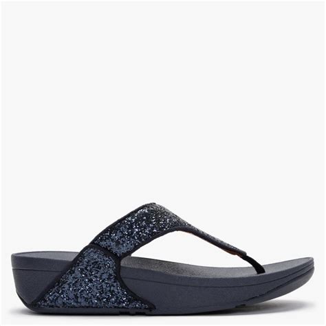 Fitflop Lulu Glitter Midnight Navy Toe Post Sandals In Blue Lyst