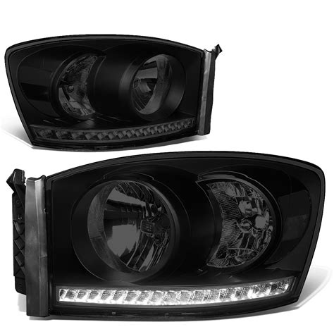 Dna Motoring Hl Led Rm06 Bk Sm Cl1 For 2006 To 2009 Dodge Ram Truck 1500 2500 3500 Pair Led