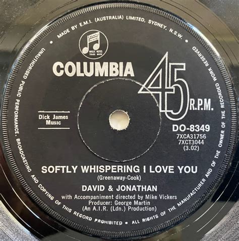 David And Jonathan Softly Whispering I Love You 1968 Vinyl Discogs