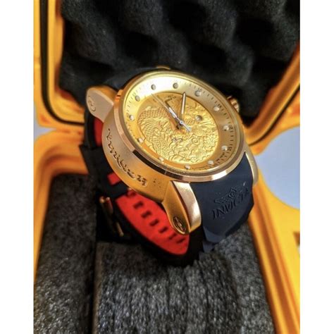 Rel Gio Invicta Yakuza Dourado Pulseira Preta Caixa Invicta