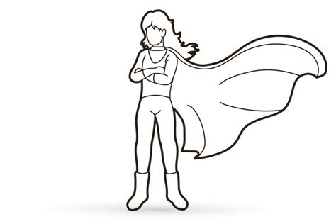 Female Super Hero Outline Vector Images Over 350