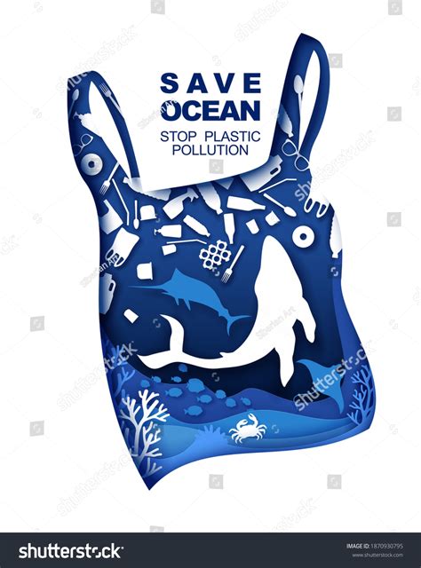 Save Ocean Stop Plastic Pollution Vector Stock Vector Royalty Free