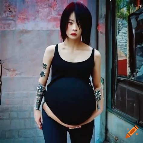 Photo Of A Heavily Pregnant Chinese Punk Girl At A Theme Park On Craiyon