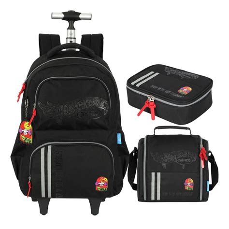 Kit Mochila Rodinhas Lancheira Estojo Juvenil Hot Wheels Mc50002
