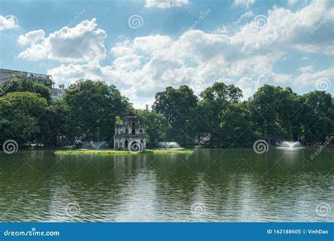 Hoan Kiem Lake or Sword Lake, Ho Guom in Hanoi, Vietnam with Turtle ...