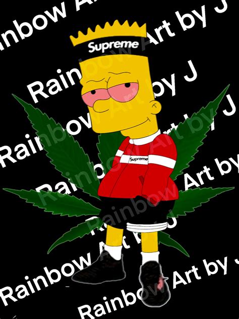 Bart Simpson Supreme High Cannabis Smoking Digital - Etsy