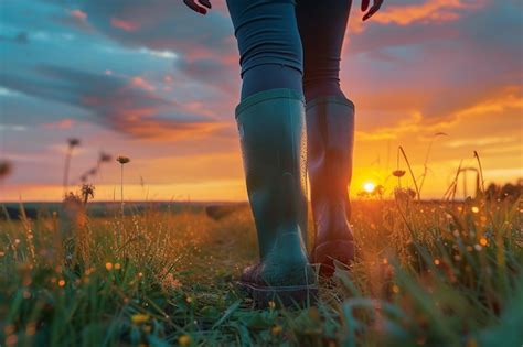 Premium Photo | Sunset Silhouette of Farmer in Field