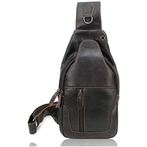 Sac Poitrine Homme Cuir V Ritable Sacoche Bandouli Re Noir Marque