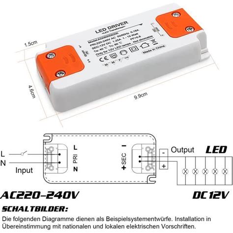 Transformateur LED Entrée 220 240V sortie DC 12V 1 25A 15W ampoule LED