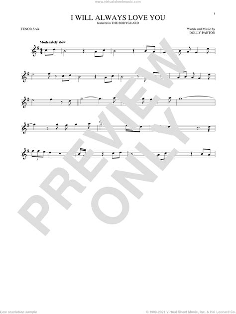 I Will Always Love You Sheet Music For Tenor Saxophone Solo Pdf