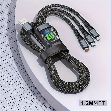 3-in-1 100W Fast Charging Cable Smart Super Fast Charging Support Multi ...