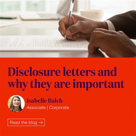 Disclosure Letters And Why They Are Important Moore Barlow Llp