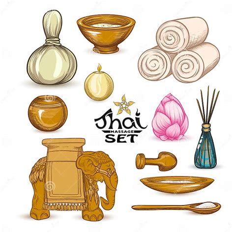 A Set Of Items For Thai Massage Stock Vector Illustration Stock