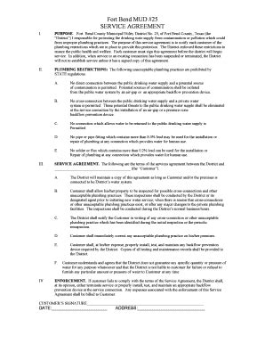 Fillable Online Fort Bend MUD 25 SERVICE AGREEMENT Fax Email Print