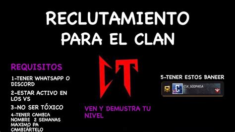 RECLUTANDO GENTE DE PVP Y DE COMPE PARA EL CLAN CT VEN Y