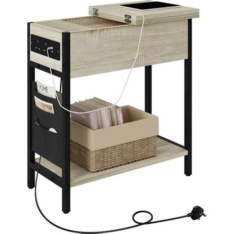 EUGAD Table D Appoint Avec USB Prises Table Basse Avec Pochette Bout