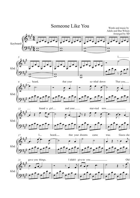 Adele Someone Like You Piano Sheet Music Free Pdf Download / Someone Like You Sheet Music For ...