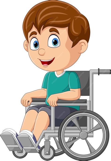 Premium Vector Cartoon Happy Disabled Boy On Wheelchair