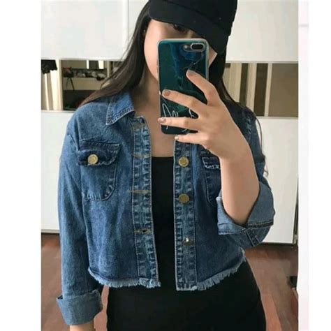 Jual Jaket Jeans Crop Rawis Jaket Denim Cropty Cewek Di Lapak ELV