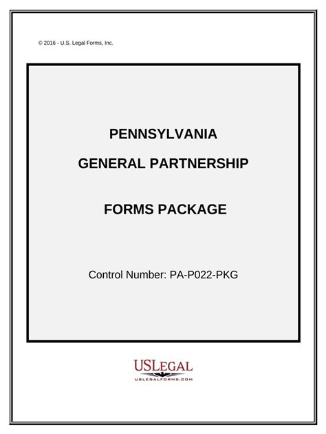 General Partnership Package Pennsylvania Form Fill Out And Sign