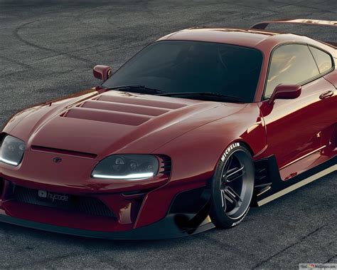 Red toyota supra mk4 with bady kit applied 4K wallpaper download